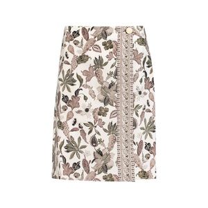 Tory Burch Wrap-effect Printed Wool-blend Mikado Skirt